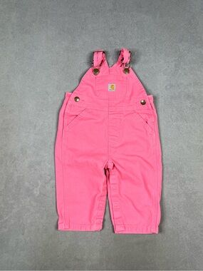 Carhartt Bright Pink Kids Overalls with Front Pocket